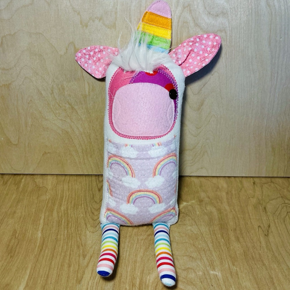 A Little‎ Bit Funky Sews Handmade Hoho Doll Rainbow Unicorn Pocket In Front
